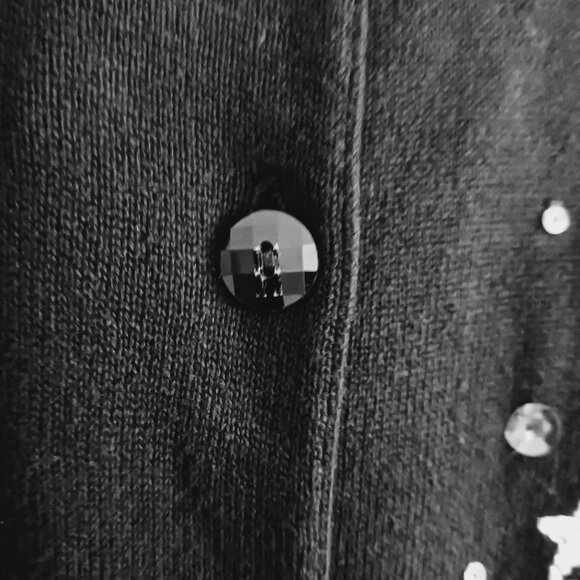 Quaker Factory NWOT Black Christmas Cardigan W/ Multi Color Sequins, Size Med. - Picture 11 of 16